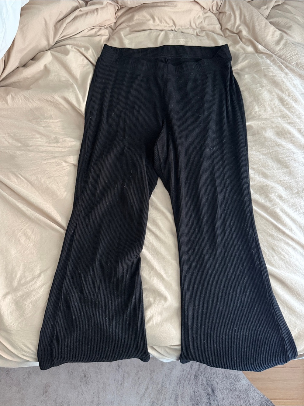 Old Navy Black Ribbed Boot-Cut Knit Pants